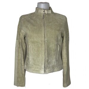 Skotts 2 Sage Green Washable Suede Moto Jacket
